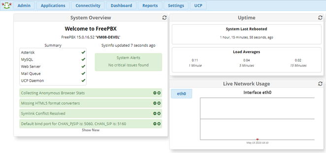 Панель управления FreePBX